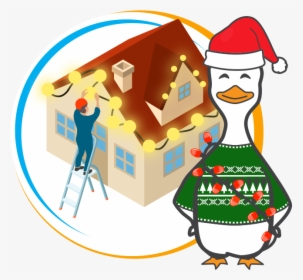 Christmas Lights Installation - Cartoon, HD Png Download, Transparent PNG