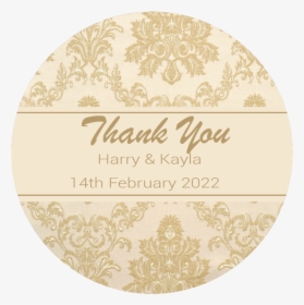 Personalised Damask Pattern Stickers Round Label Wedding - Thank You, HD Png Download, Transparent PNG
