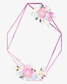 #watercolor #flowers #frame #geometric #border #rosegold - Geometric Flower Frame Png, Transparent Png, Transparent PNG