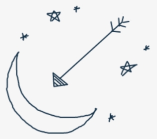 #moon #stars #arrow #galaxy #crescent #blue #darkblue - Line Art, HD Png Download, Transparent PNG
