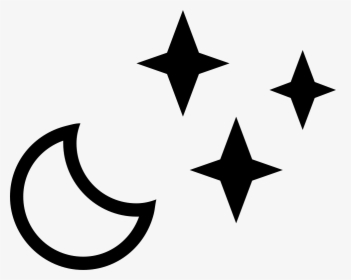 Starry Crescent Moon Night Weather Symbol - Bulan Bintang Icon Png, Transparent Png, Transparent PNG