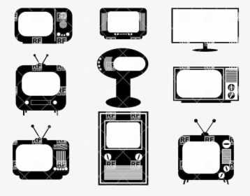Tv Silhouettes Of Retro And Modern Sets Vector Image - Modern Tv Vector, HD Png Download, Transparent PNG