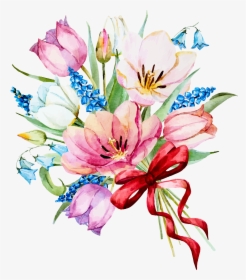 My Design Beautiful Flowers - Blue And Pink Watercolor Flowers, HD Png Download, Transparent PNG