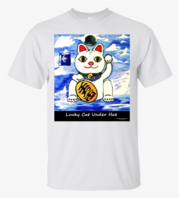 Lucky Cat Under Hat Cotton T-shirt In 5 Colors, HD Png Download, Transparent PNG