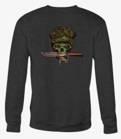 Crewneck Sweatshirt Green Skull Shirt For Men Or Women - Long-sleeved T-shirt, HD Png Download, Transparent PNG