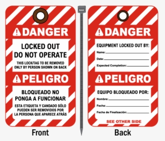 Bilingual Locked Out Do Not Operate Tag - Electrical Danger Tag, HD Png Download, Transparent PNG