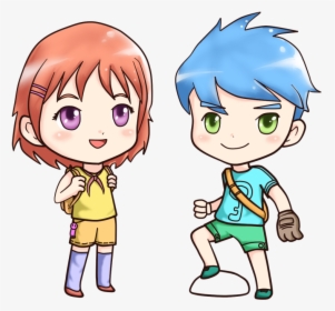 Little Anime Boy And Girl Png Image - One Call From Best Friend, Transparent Png, Transparent PNG