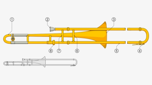 File - Trombone - Svg - Diagram Of A Trombone, HD Png Download, Transparent PNG