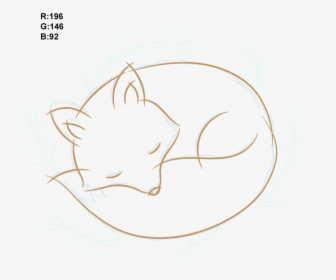 Sleeping Fox Drawing Outline, HD Png Download, Transparent PNG