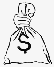 Illustration Of Hand Holding Money Bag - Line Art, HD Png Download, Transparent PNG