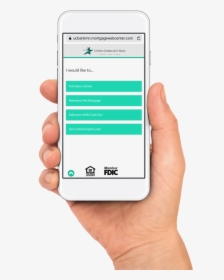 Hand Holding Phone With Mobile Mortgage App On The - Equal Housing Lender, HD Png Download, Transparent PNG