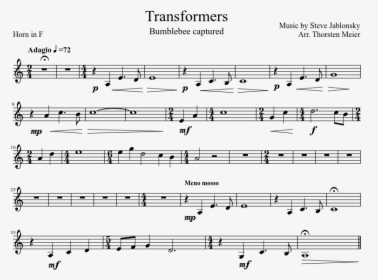Bumblebee Sheet Music Transformers, HD Png Download, Transparent PNG
