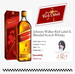 Johny Walker Red Label 1ltr - Red Label, HD Png Download, Transparent PNG