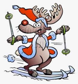 Christmas Reindeer Skiing - Reindeer Playing Sport, HD Png Download, Transparent PNG