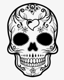 Line Art,head,skull - Day Of The Dead Skull Drawing, HD Png Download, Transparent PNG