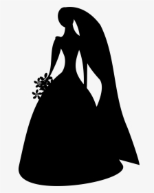 Silhouette Bridesmaid Clip Art - Black And White Bride Png, Transparent Png, Transparent PNG
