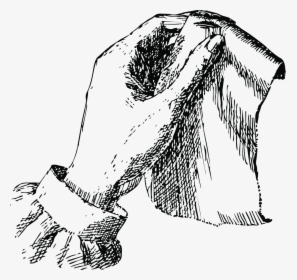 Hand Hold Fabric Sew Free Picture - Hand Holding Fabric Drawing, HD Png Download, Transparent PNG