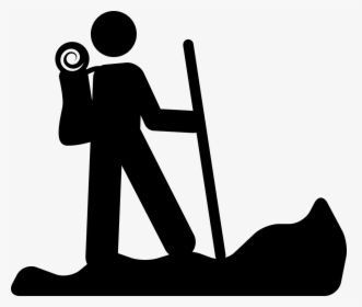 Hiking Person Silhouette With A Stick - Hiking Icon Png, Transparent Png, Transparent PNG