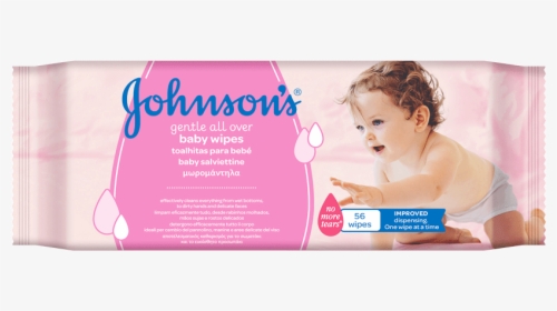 Johnsons Baby Wipes Gentle All Over 56 Pcs - Johnsons Baby Wipes Gentle, HD Png Download, Transparent PNG