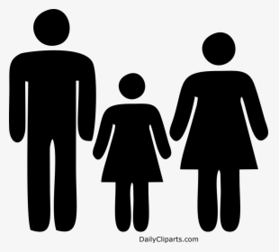 Parents With Daughter Family Black Icon - Man Woman Icon Red, HD Png Download, Transparent PNG