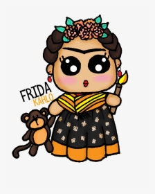 Frida Kahlo Kawaii Draw Frida Frida Kahlo, Kawaii - Cute Frida Kahlo Cartoon, HD Png Download, Transparent PNG