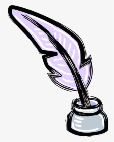 Vector Illustration Of Feather Quill Pen And Ink Well - Feather And Ink Easy Drawing, HD Png Download, Transparent PNG