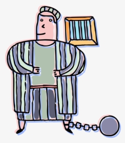 Vector Illustration Of Incarcerated Inmate Behind Bars - Person In Jail Png, Transparent Png, Transparent PNG