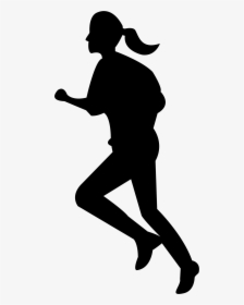 Silhouette People Running At Getdrawings - Black And White Girl Running Cartoon, HD Png Download, Transparent PNG