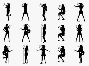 Included In This Pack Are People On - Silhouette Transparent Background Female Singer Silhouette, HD Png Download, Transparent PNG