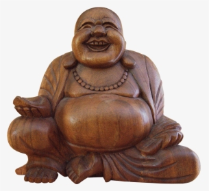 Estatua De Madera Buda Sonriendo Tazón En Las Manos - Fat Buddha No Background, HD Png Download, Transparent PNG