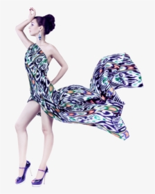 Young Woman In Fashion Flying Fabric Dress Png Image - Transparent Background Fashion Png, Png Download, Transparent PNG