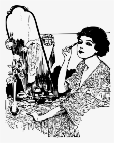 Lady Puts On Makeup Clip Arts - Make Up Clipart Black And White, HD Png Download, Transparent PNG