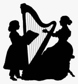 Woman Playing The Harp Silhouette - Lady Playing Harp Silhouette, HD Png Download, Transparent PNG