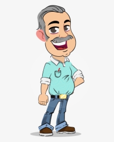 Simple Style Cartoon Of A Elderly Man With Mustache - Mustache Cartoon Characters, HD Png Download, Transparent PNG