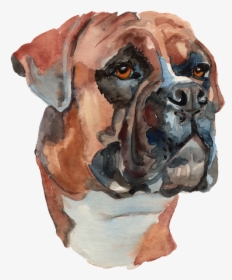 Water Color Painted Dog Png - Hand Painted Boxer Dog, Transparent Png, Transparent PNG