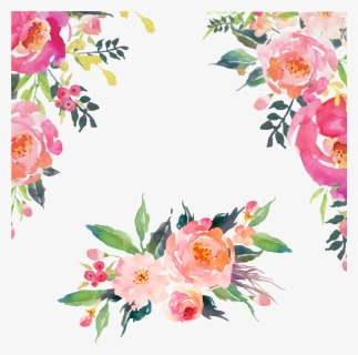 #watercolor #floral #flowers #corner #frame #border - Transparent Background Watercolor Flowers Png, Png Download, Transparent PNG
