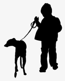 Small Boy With Dog Png Free Download - Silhouette, Transparent Png, Transparent PNG