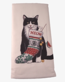 Tuxedo Cat Christmas Flour Sack Dish Towel - Mary Lake Thompson Christmas Cat Towels, HD Png Download, Transparent PNG