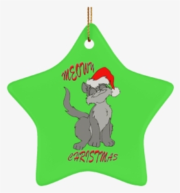 Meowy Cat Christmas Tree Ornament Green Round Oval, HD Png Download, Transparent PNG