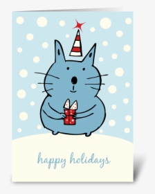 Cute Christmas Cat Greeting Card - Christmas Cats Drawings, HD Png Download, Transparent PNG