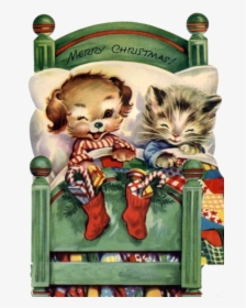 Vintage Christmas Cards Cats, HD Png Download, Transparent PNG
