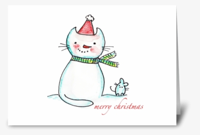 Christmas Cat & Mouse Greeting Card - Cartoon, HD Png Download, Transparent PNG