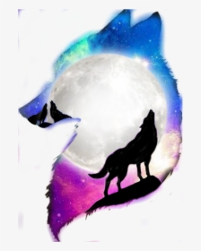 #wolf #mone #space #galaxy - Silhouette, HD Png Download, Transparent PNG