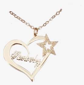 Kimberly Yellow Gold Heart Name Necklace With Sparkling - Locket, HD Png Download, Transparent PNG