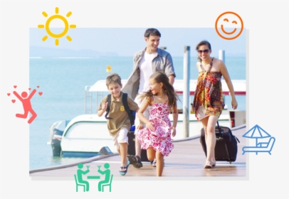 Family On Vacation With Suitcases , Png Download, Transparent Png, Transparent PNG