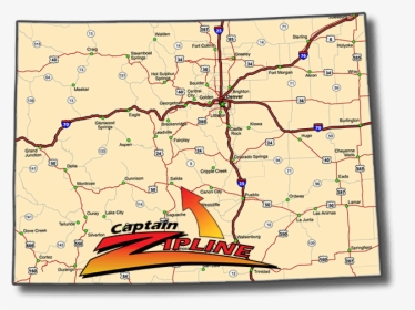 Captain Zipline Central Colorado Map - Colorado Highway Map, HD Png Download, Transparent PNG