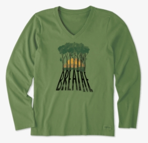 Women S Breathe Trees Long Sleeve Crusher Vee - Womens Thanksgiving Shirts Funny, HD Png Download, Transparent PNG