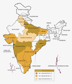 Map Of Production Of Sugarcane In Various State - Production Of Sugarcane In India, HD Png Download, Transparent PNG