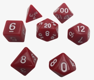 Red With White Numbers Set Of 7 Polyhedral Rpg Dice - Dungeons And Dragons Dice Png, Transparent Png, Transparent PNG