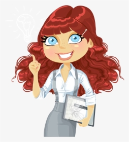 Morning Clipart Job - Cute Girl With Curly Hair Clipart, HD Png Download, Transparent PNG